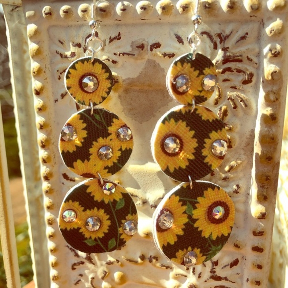 Sunflower Rhinestone Earrings